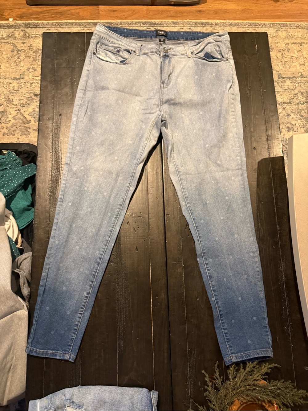 Simply Emma Light Blue Speckled Skinny Jeans